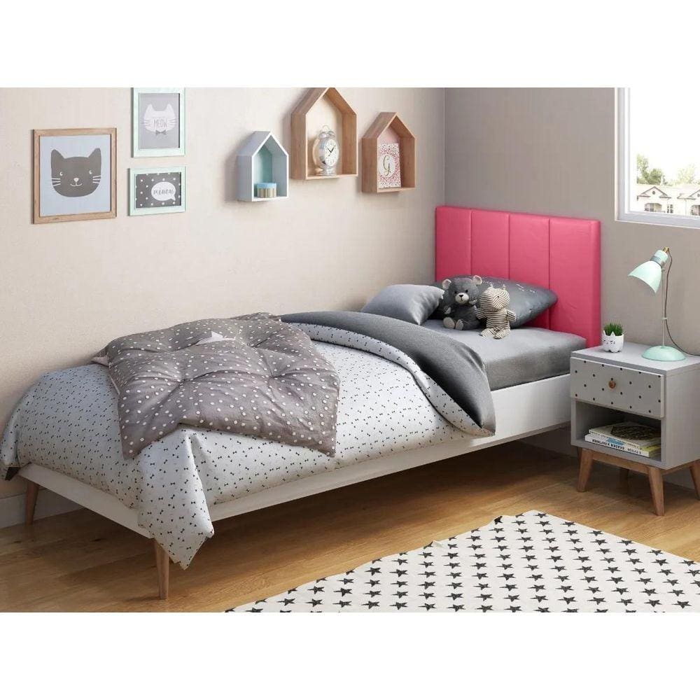 Cabeceira Para Cama Solteiro Box Laura 0,90 -Rosa