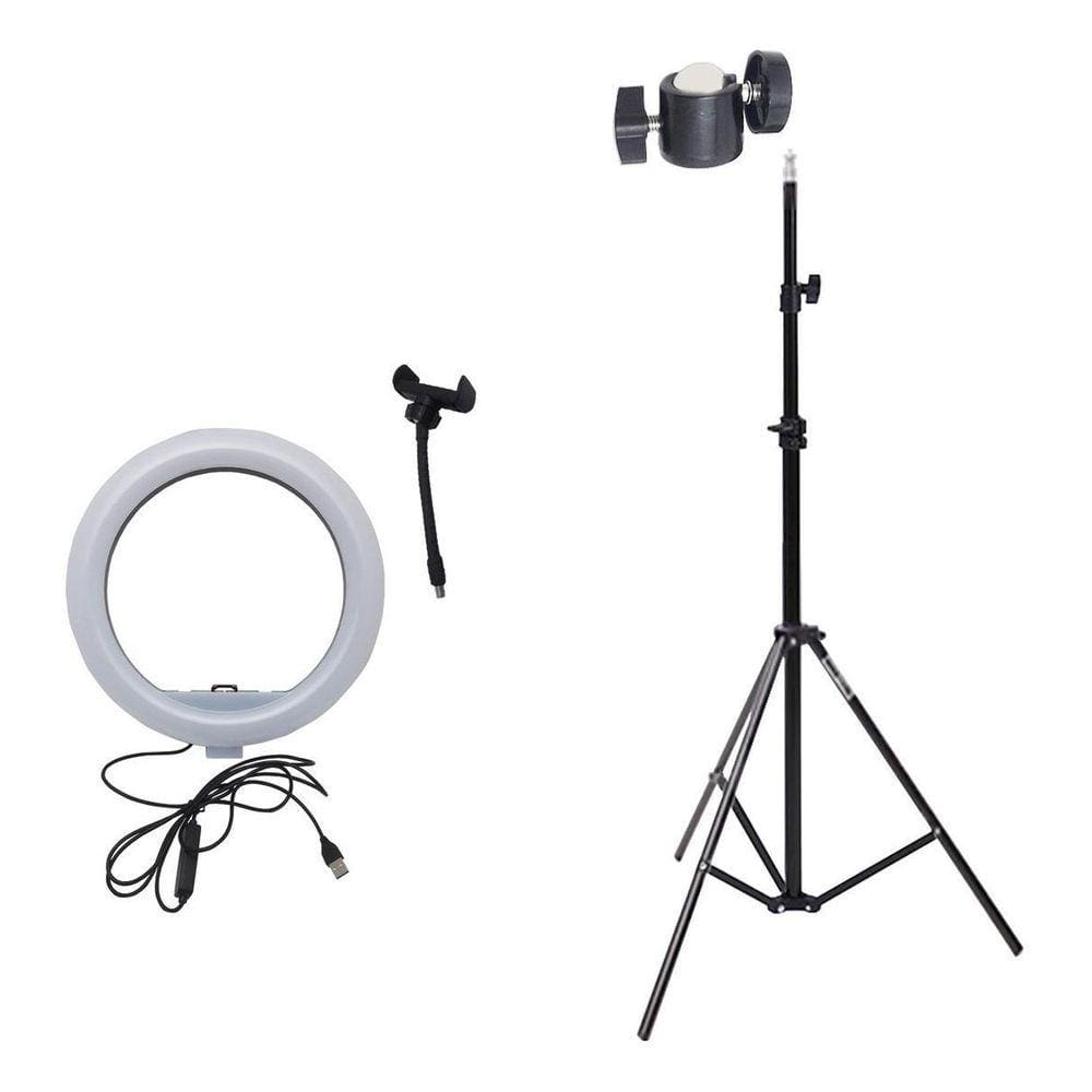 Ring Light Medio Tripé E Suporte Para Celular 12 Polegadas