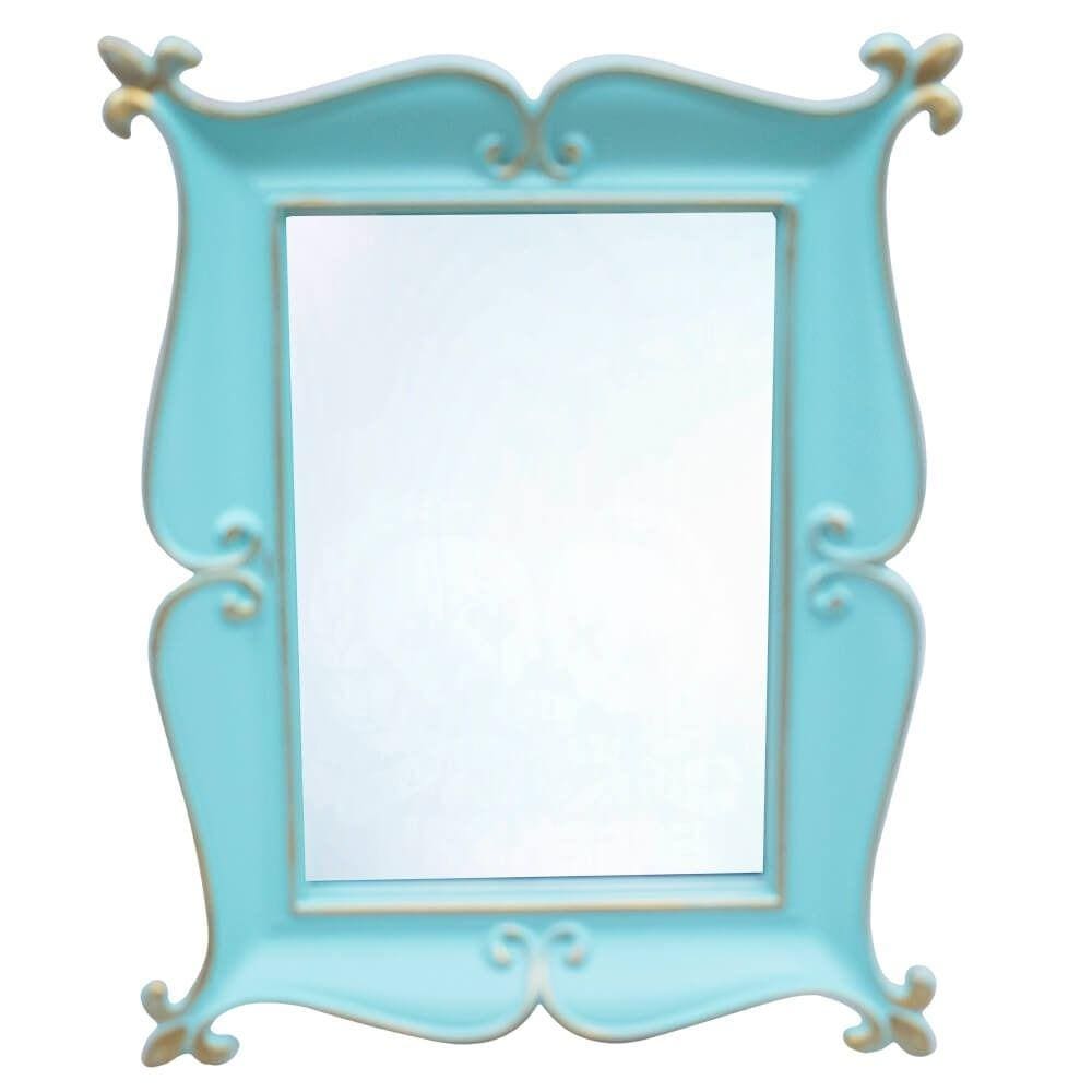 Espelho Moldurado Verde Turquesa 25x20cm