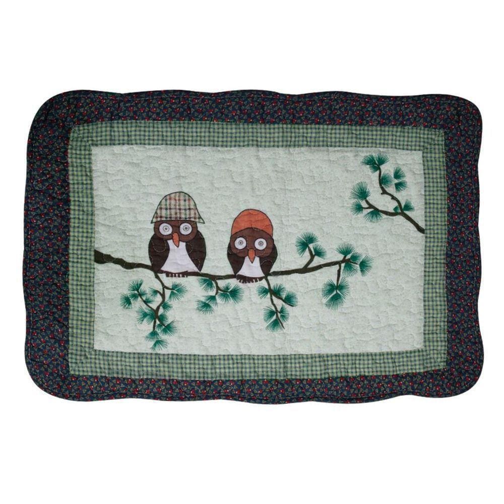 Tapete Patchwork De Corujinha 100% Algodão 61x42 Cm