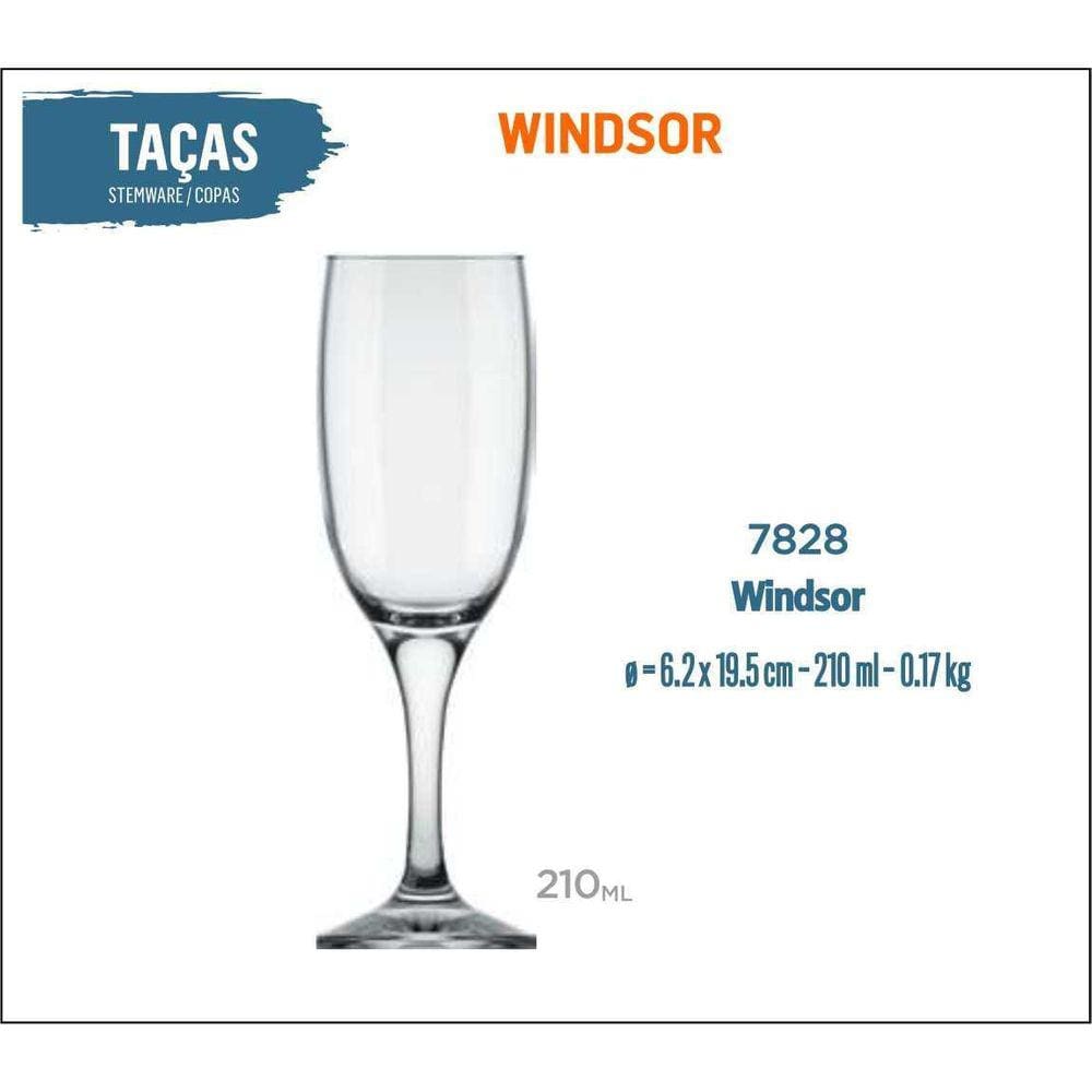 12 Taça Windsor 210Ml - Champanhe Espumante Frisante