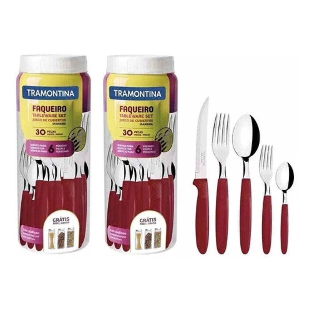 Kit 2 Faqueiros Ipanema Aco Inox 30 Pecas