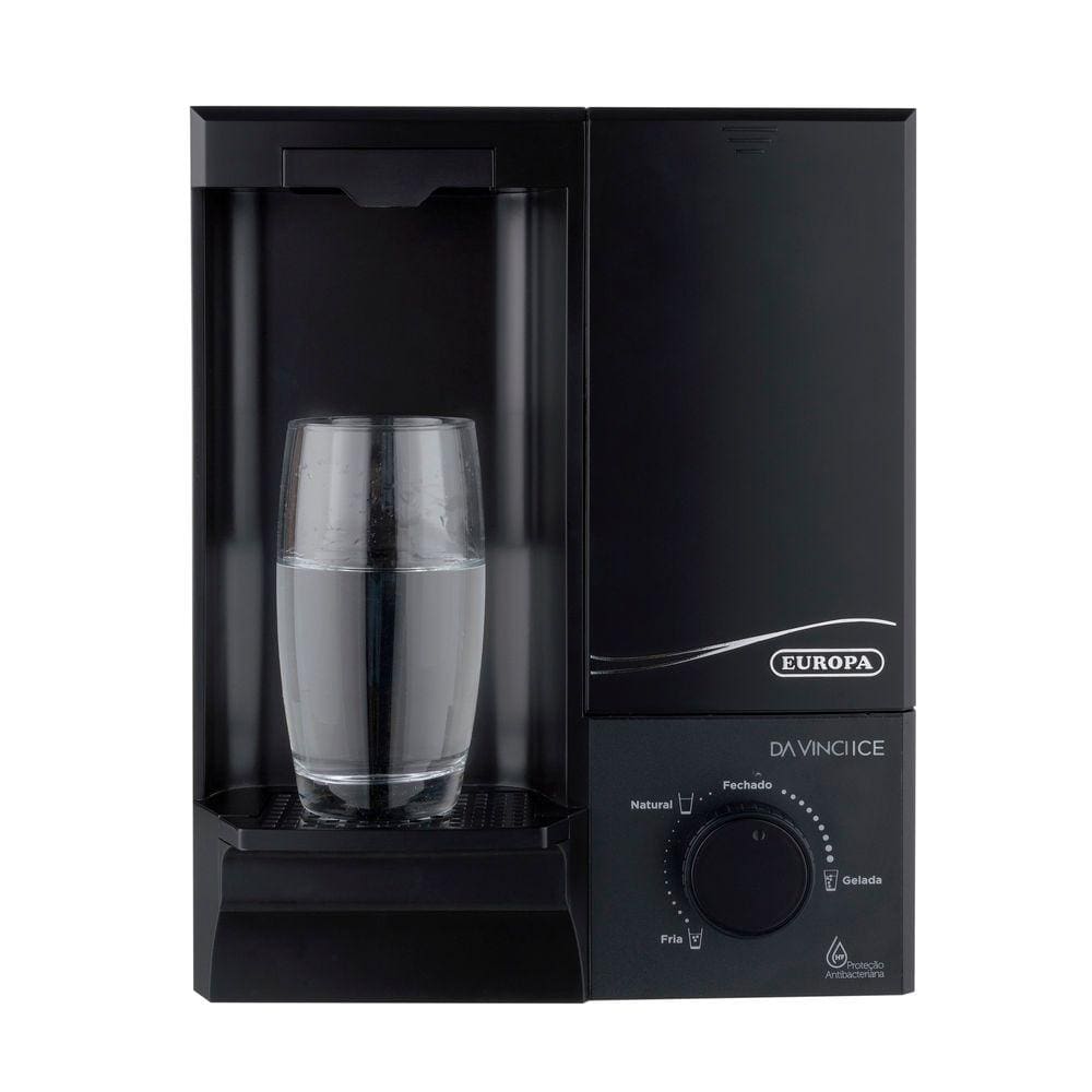 Purificador De Água Gelada Anti Bacteriológico Europa Da Vinci Ice Hf Preto