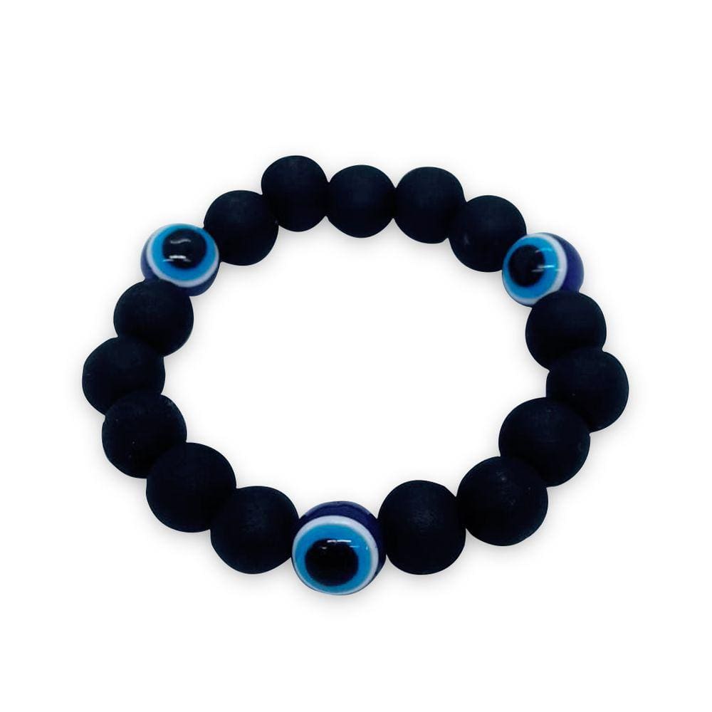 Pulseira Unisex Olho Grego da Sorte Ajustável Preta