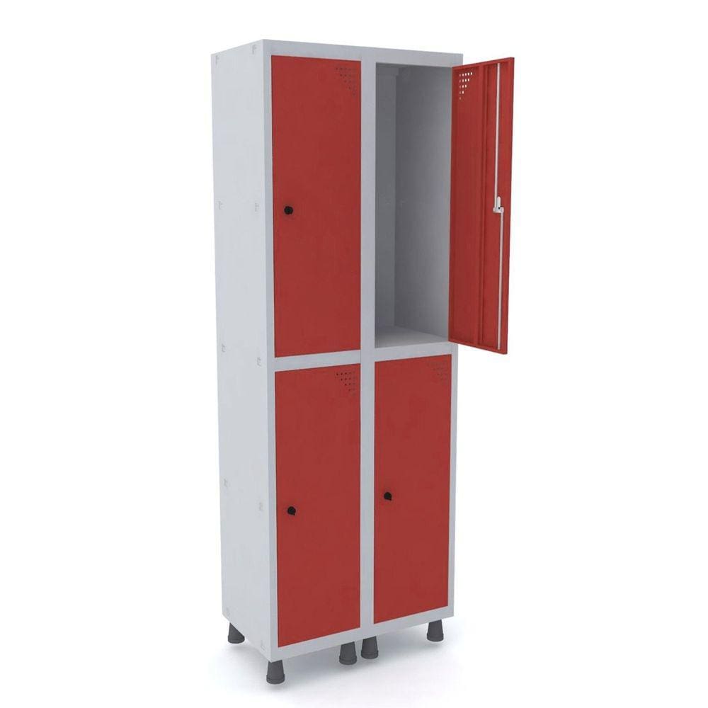Guarda Volume Roupeiro 4 Portas Aço GRP 502/4 Pandin Móveis Vermelho