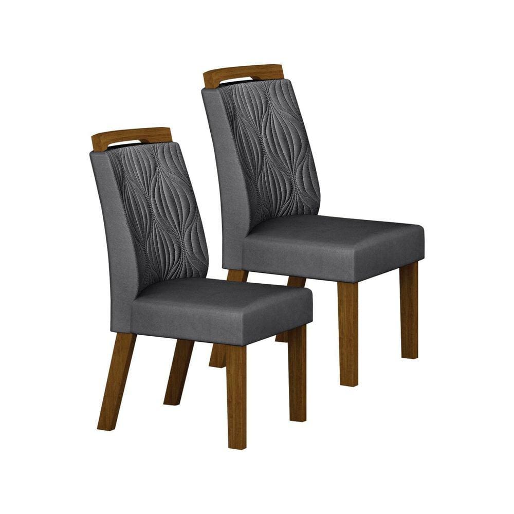 Kit 2 Cadeiras para Sala de Jantar Ilheus freijo/cinza