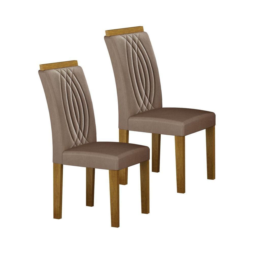 Kit 2 Cadeiras para Sala de Jantar Doha Freijó/Camurça