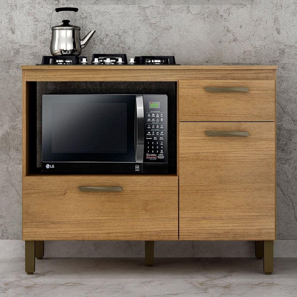 Balcão Cooktop 2 Portas 1 Gaveta Teresina Valdemóveis Cinamomo