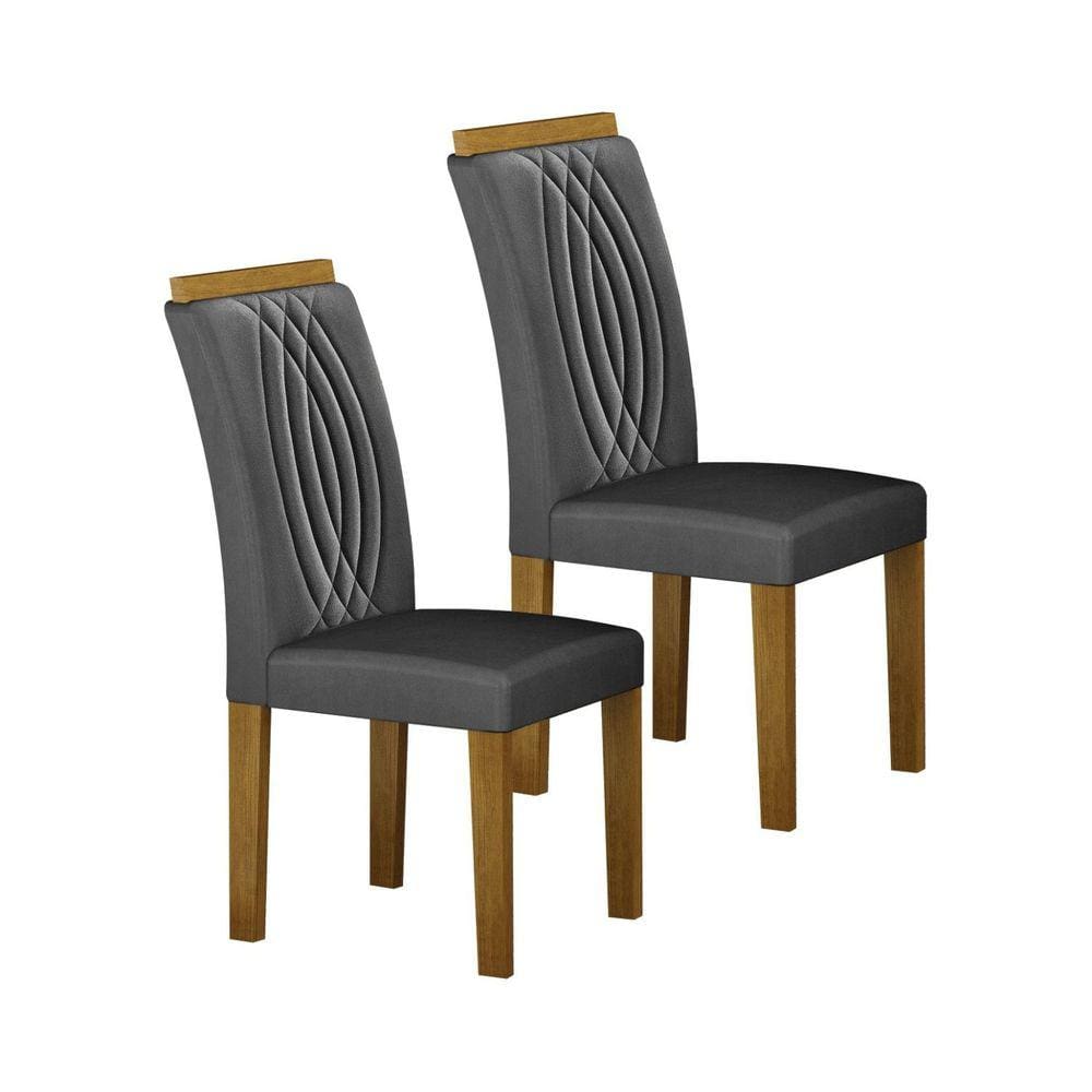 Kit 2 Cadeiras para Sala de Jantar Doha freijo/cinza