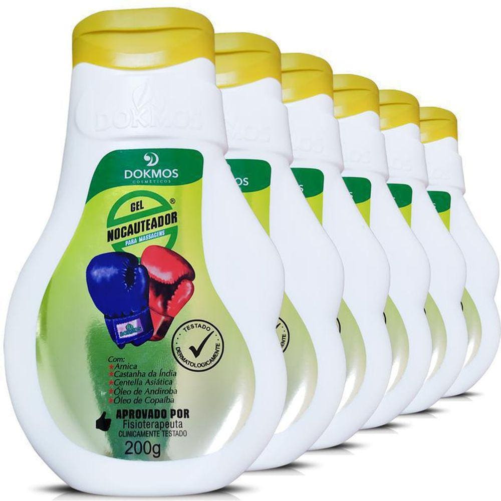 Kit 6 Potes Gel Nocauteador Para Massagem 200G Dokmos