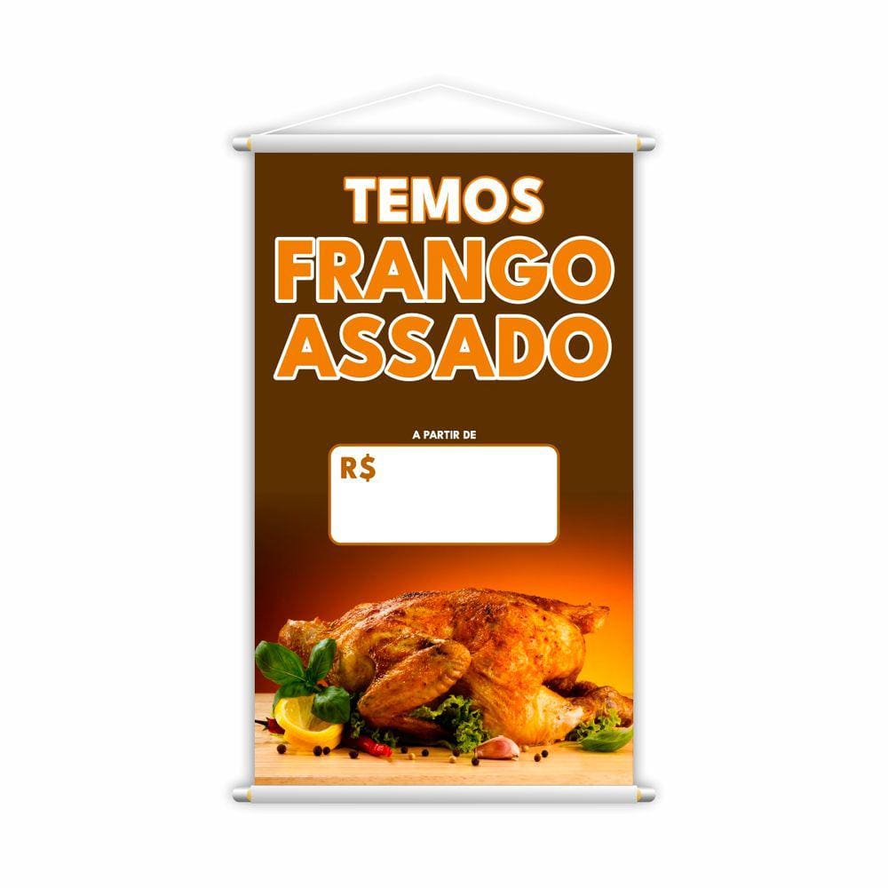 Banner Temos Frango Assado Preço Fundo Branco Grande