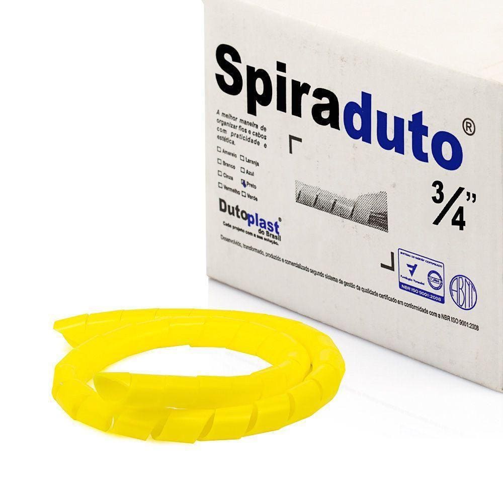 Organizador Fios E Cabos Spiraduto 3/4 Amarelo - 50 Metros