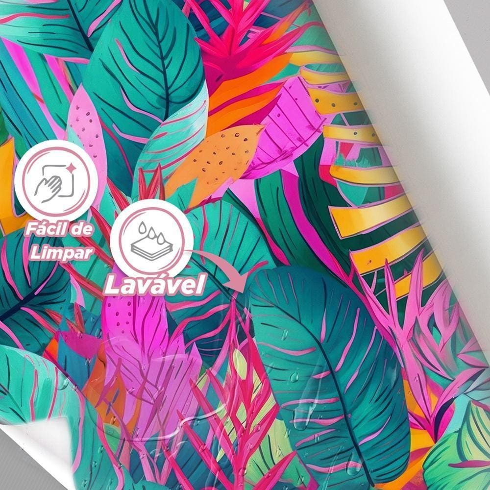 Papel De Parede Painel 3D Folhas Jiboia Colorida Vínil 1M