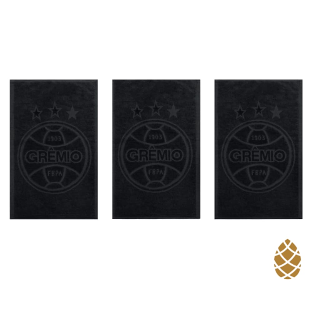 Kit 3 Toalhas de Academia/Mão Buettner Grêmio Preto