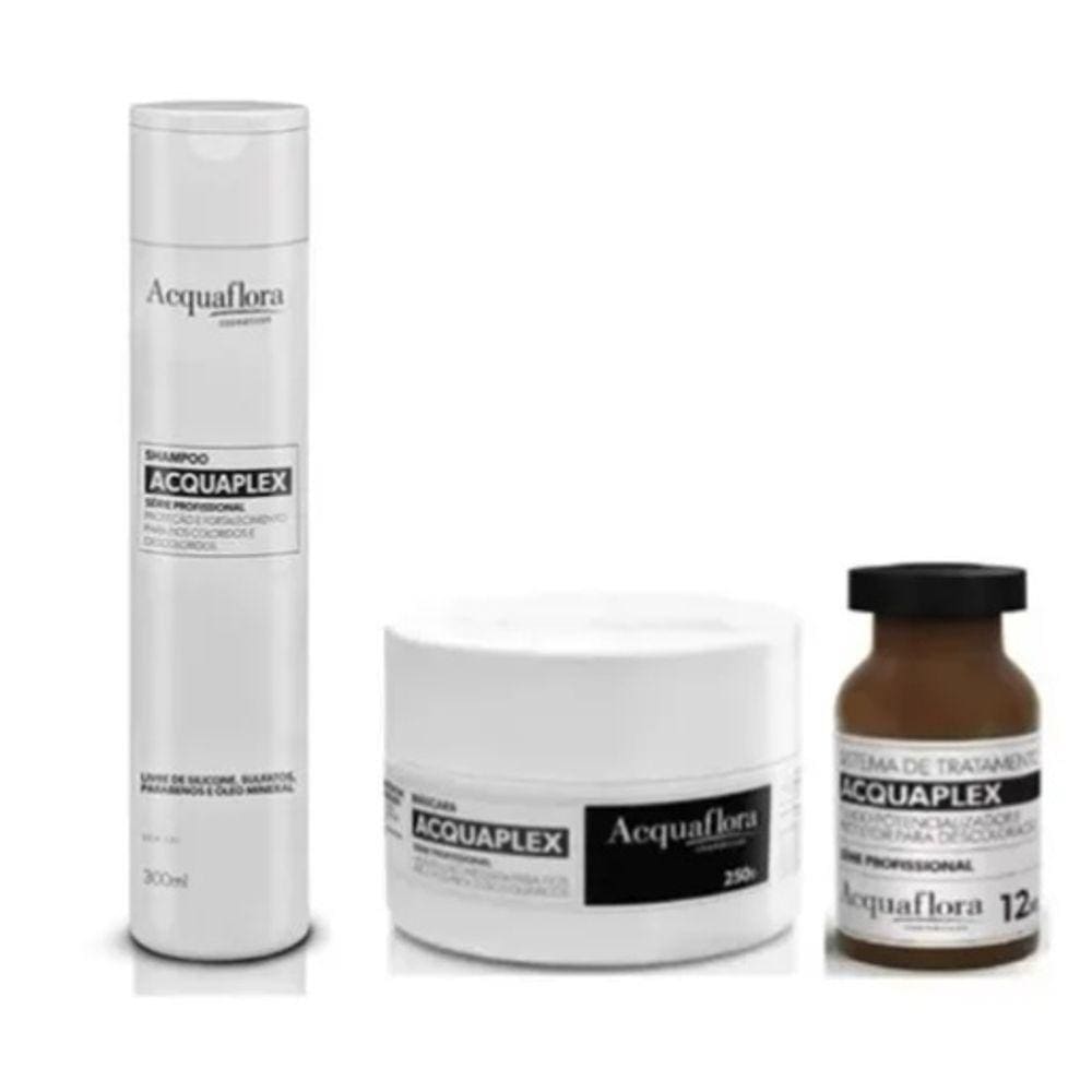 Kit da Acquaflora  Acquaplex Shampoo + Fluído + Máscara 3 produtos