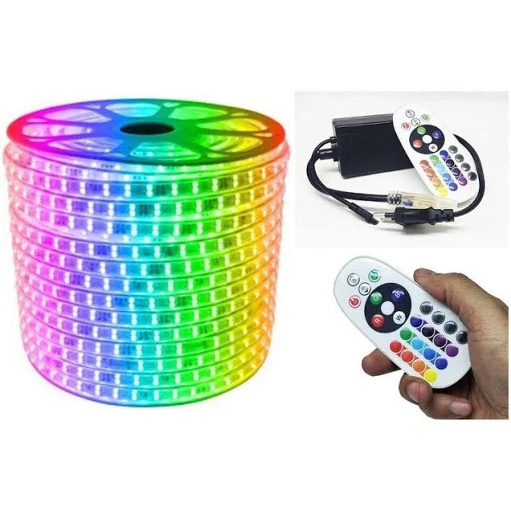 Fita Led 5050 Rgb 20 Metros Ip65 Com 1controle + Fonte110v EXCLUSIVO