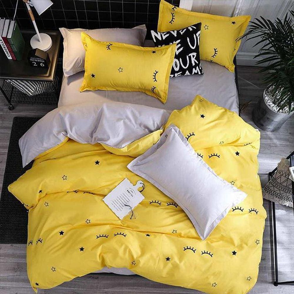 Jogo De Cama Yellow Dark Casa Da Fama Casal King 7 Peças