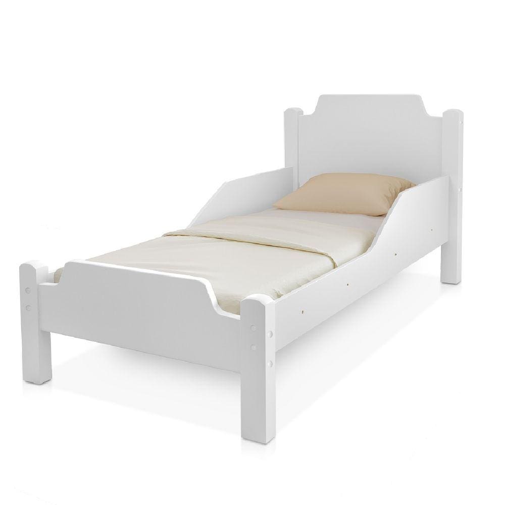 Cama para quarto infantil branca juvenil com proteção lateral
