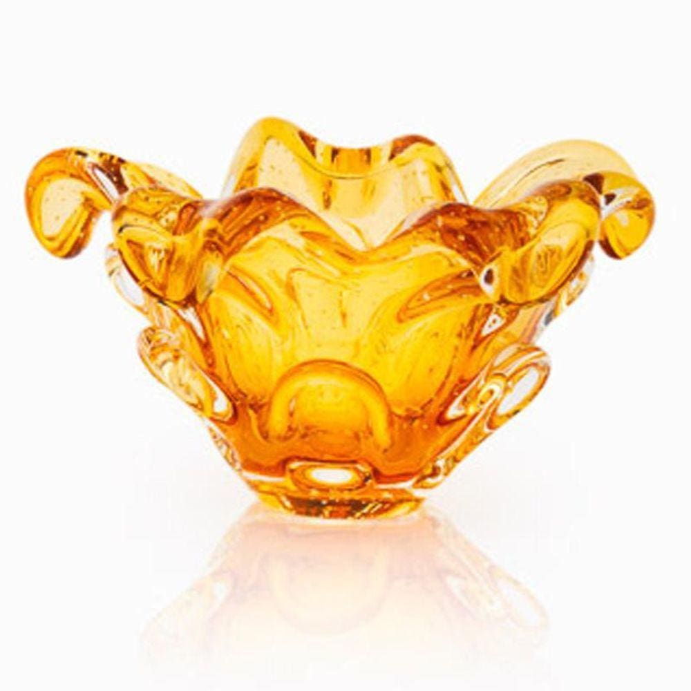 Centro De Mesa Em Cristal Murano Âmbar - São Marcos 25Cm