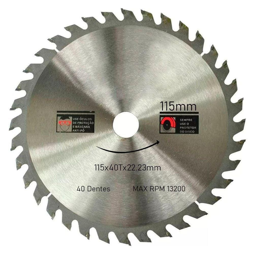 Disco De Serra Circular Com 40 Dentes 4-1/2\" 115mm Para Madeira