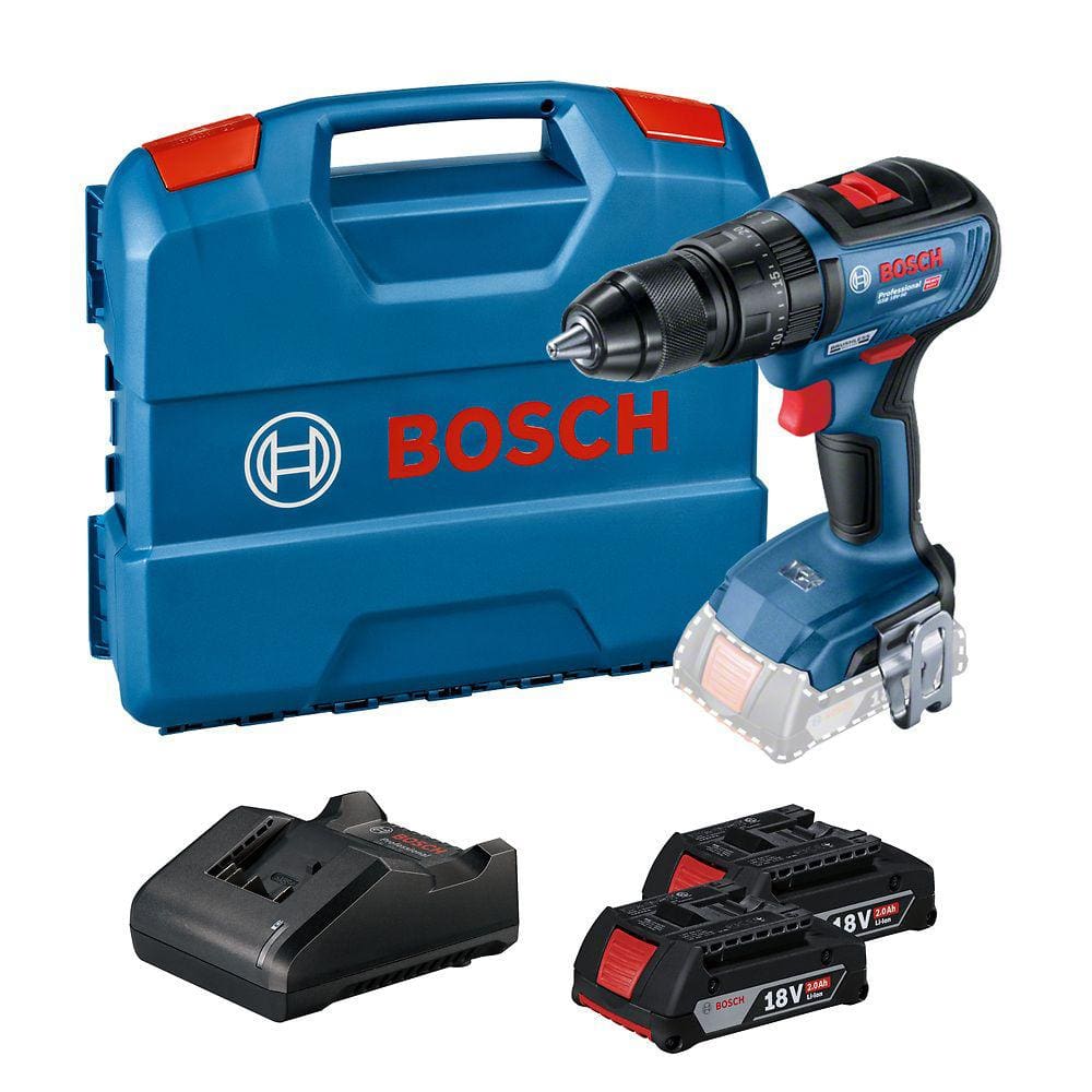 Parafusadeira Furadeira De Impacto Brushless Bosch Gsb18v-50 Com 2 Baterias Com Carregador Com Maleta