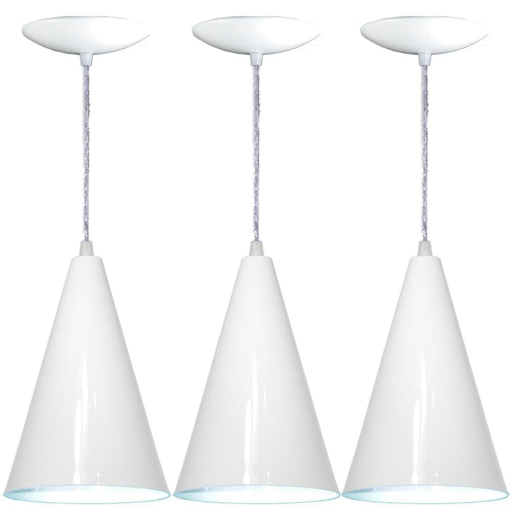 Kit 03 Lustres Pendente Balcão Cozinha Americana - Branco