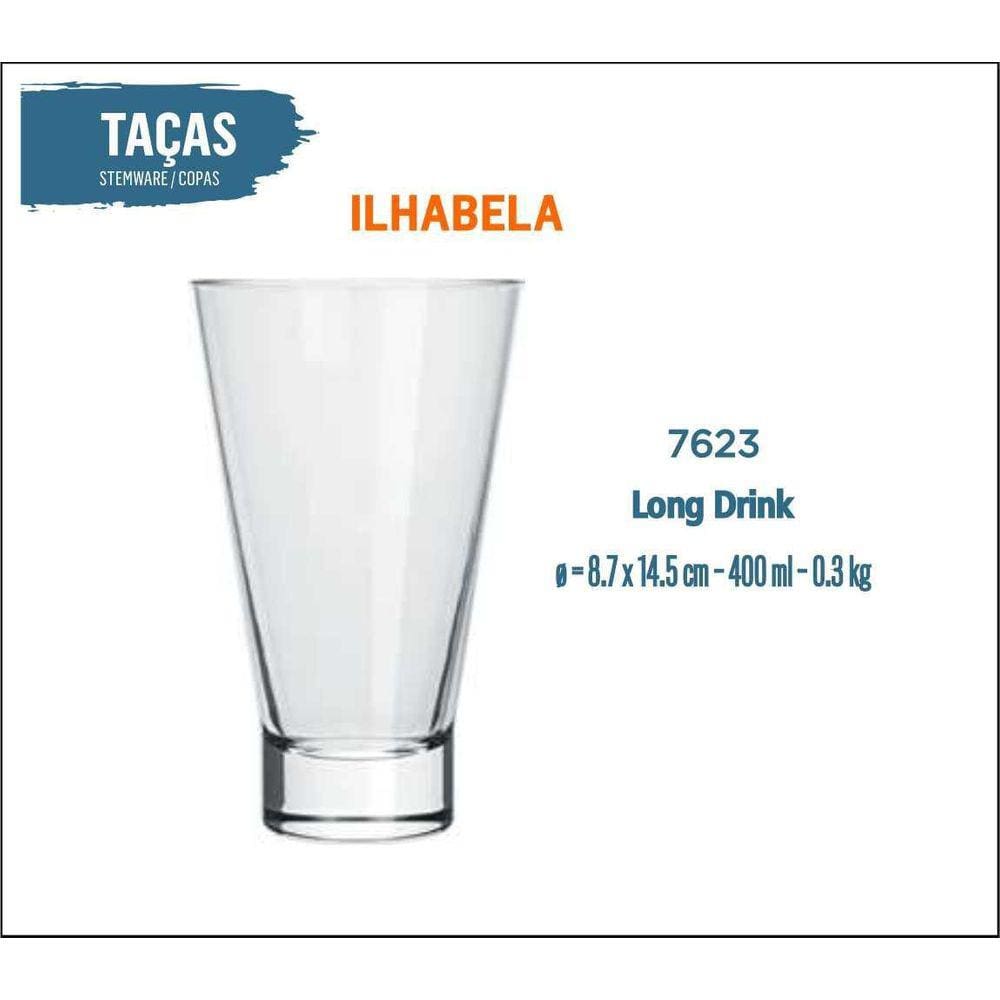 24 Copos Ilhabela 400Ml - Drink Coquetel Batida Suco