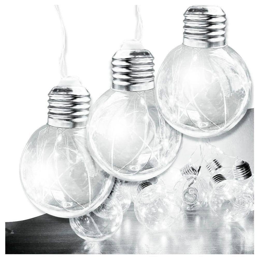 Varal Cordão Fio De Luzes 10 Lâmpadas 220v Led 4,6m Foco Incandescente Luz Branca Natal Enfeite
