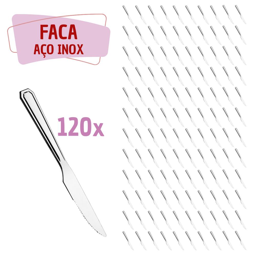 Jogo 120 Pçs Faca Reforçada Inox Restaurante / Bar / Casa