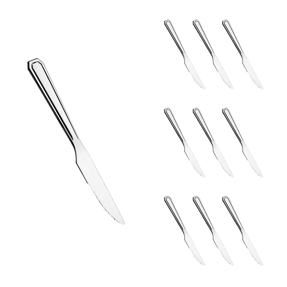 Kit Restaurante 12 Pçs Faca Reforçada Inox Casa / Bar