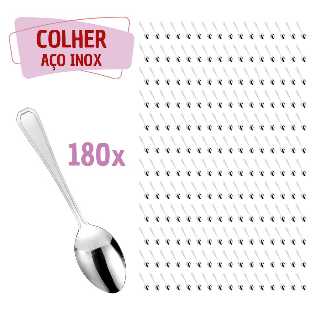 Jogo 180 Pçs Colher Reforçada Inox Restaurante / Bar / Casa