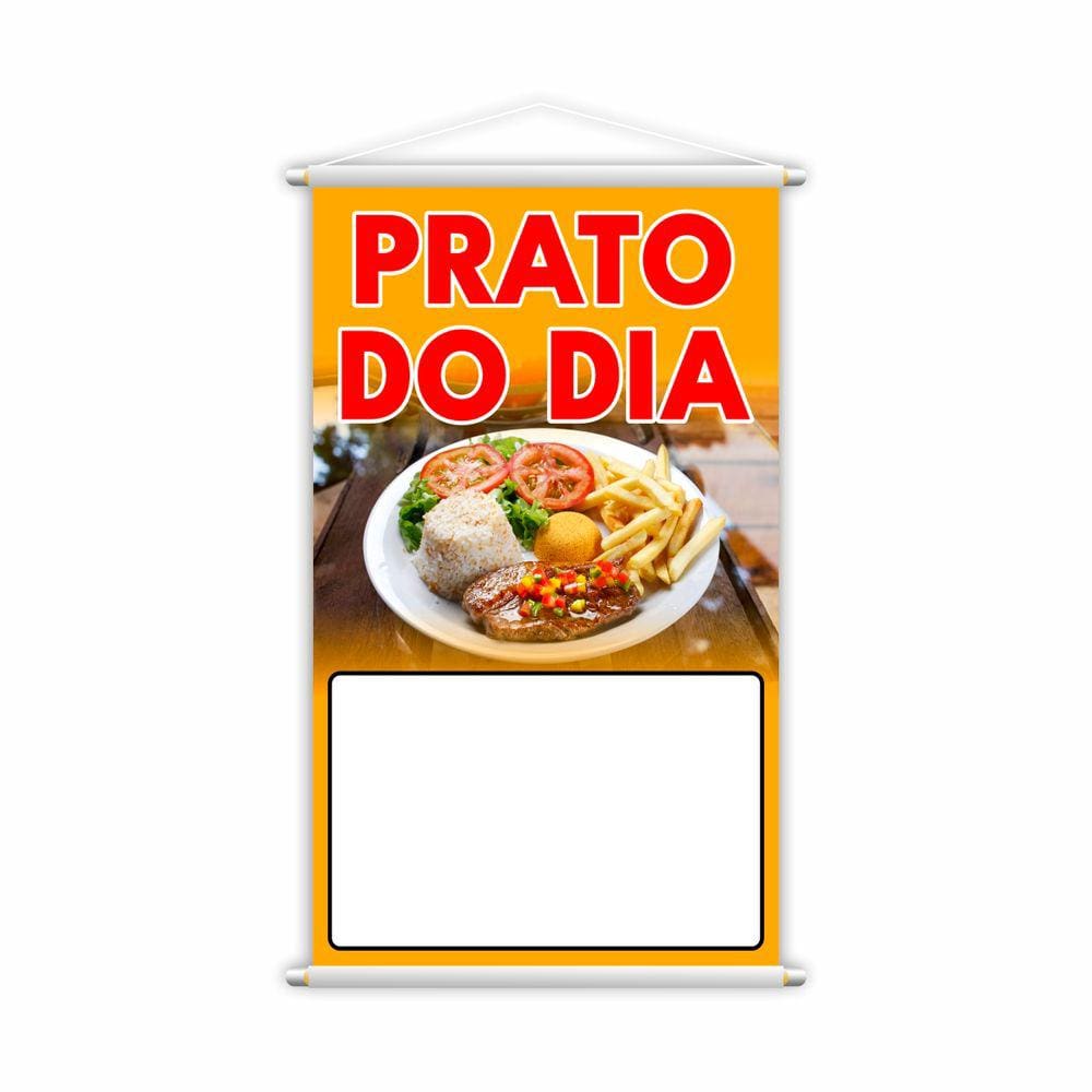 Banner Prato do Dia Restaurante Preço Fundo Branco 80x50cm