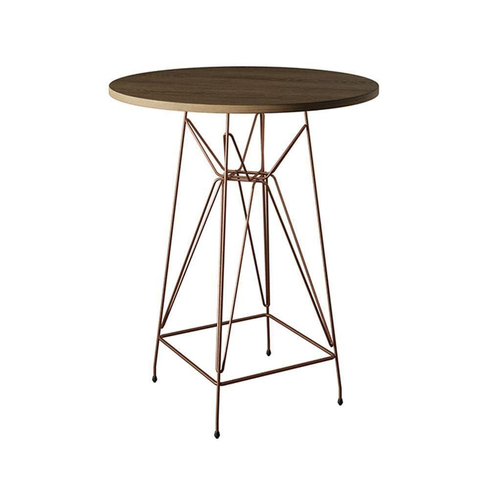 Mesa Bistrô Alta 60Cm Amêndoa Base Ferro Cobre Cor: Amendoa