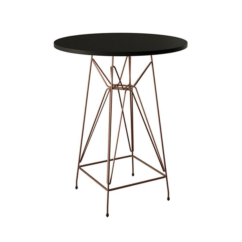 Mesa Bistrô Alta 60Cm Preta Base Ferro Cobre Cor: Preto
