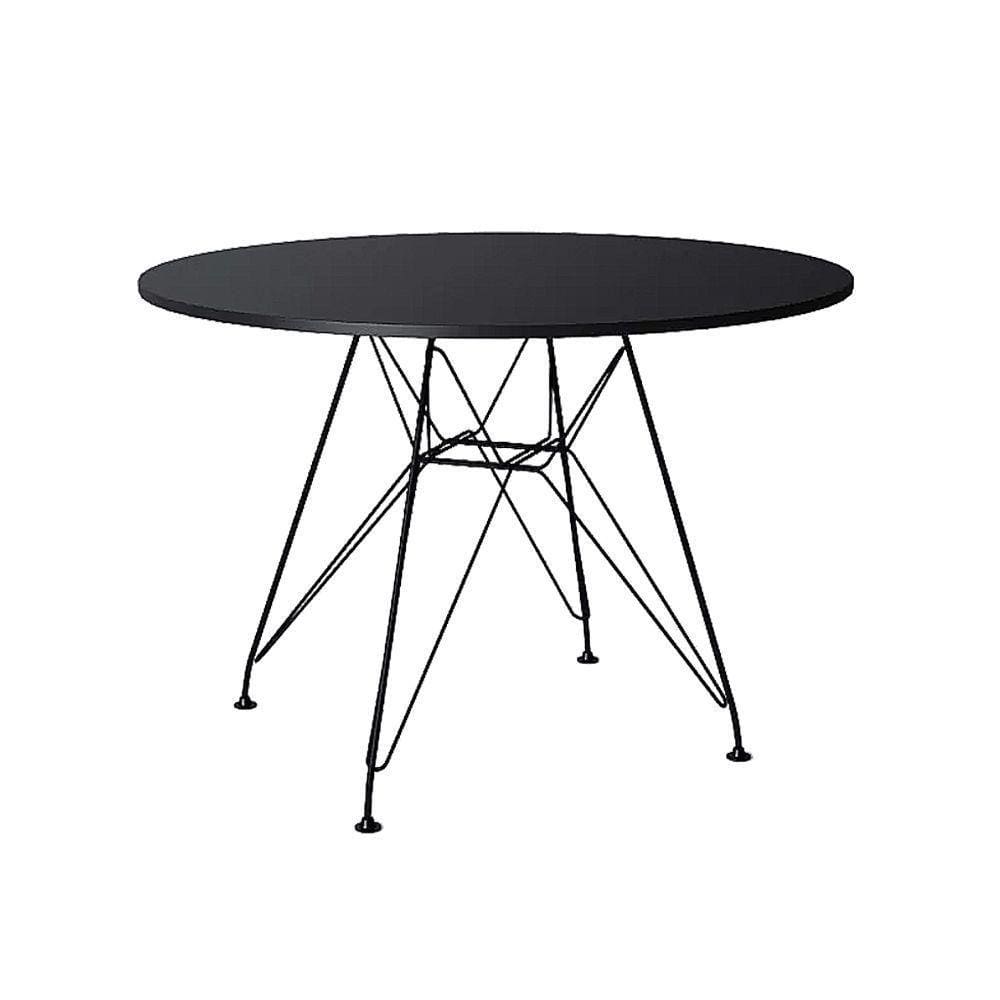 Mesa Eiffel Redonda 110Cm Tampo De Madeira Preto Com Base De Ferro Preto - Cor: Preto