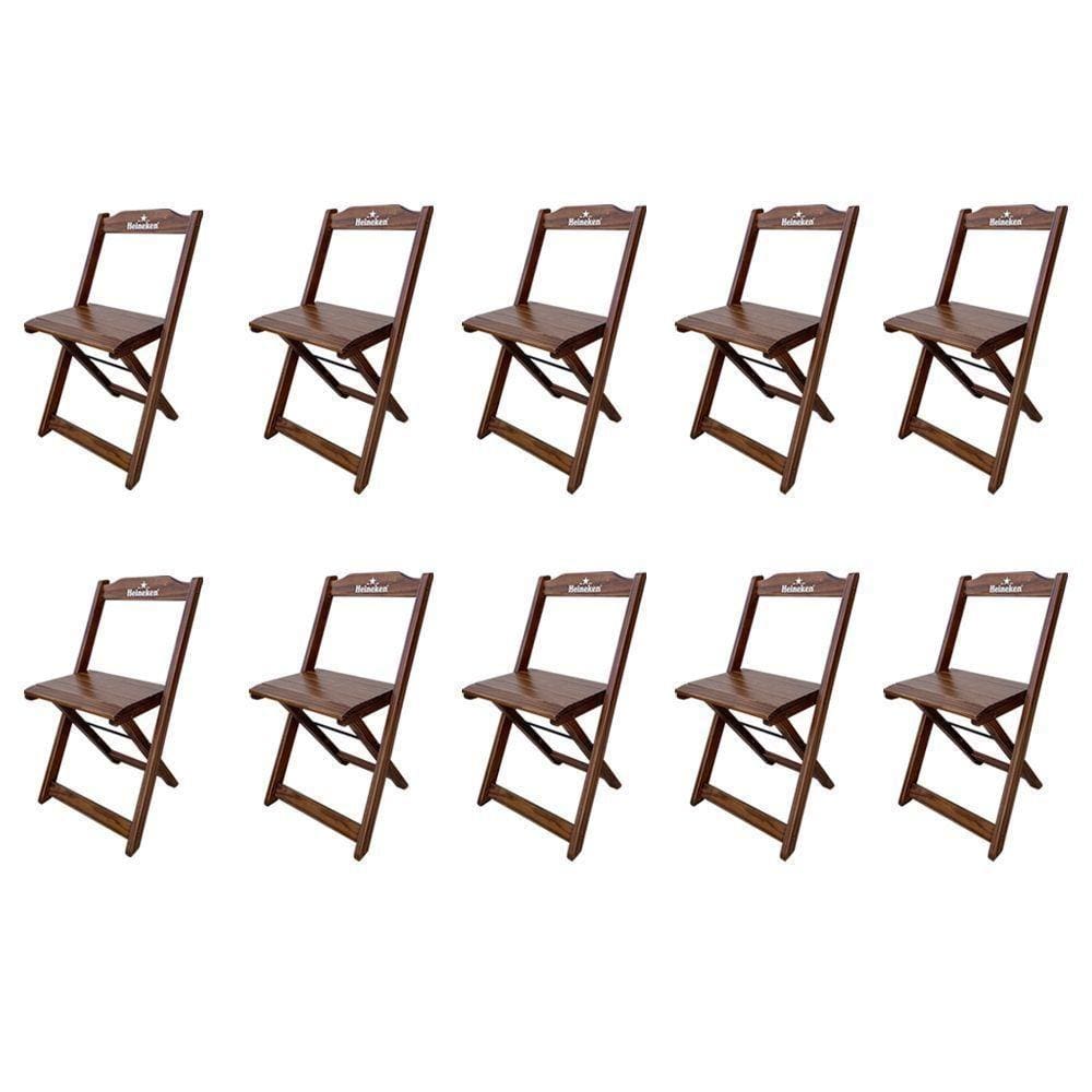 Kit 10 Cadeiras Dobráveis Madeira Hei Imbuia