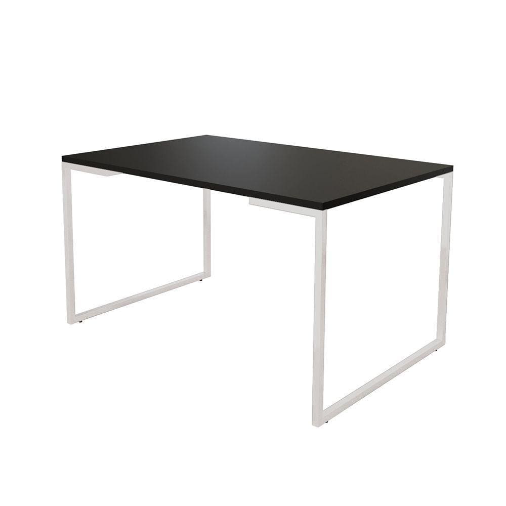 Mesa De Jantar Industrial Base Ferro Branco Tampo 137X90 Preto Cor: Preto