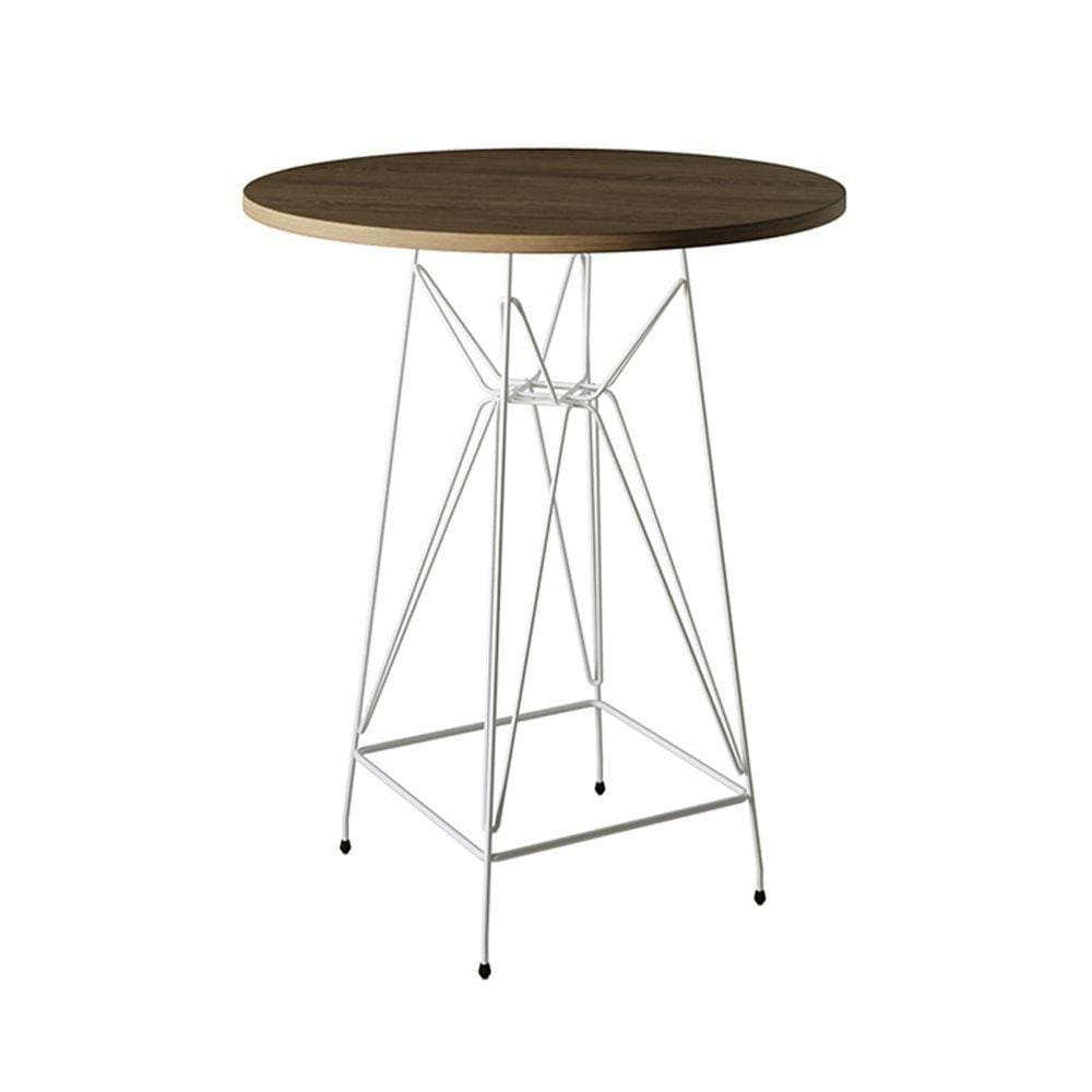 Mesa Bistrô Alta 60Cm Amêndoa Base Ferro Branco Cor: Amendoa