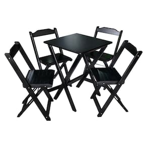 Jogo De Mesa Dobrável 60x60 Com 4 Cadeiras Decor Preto Cor: Preto