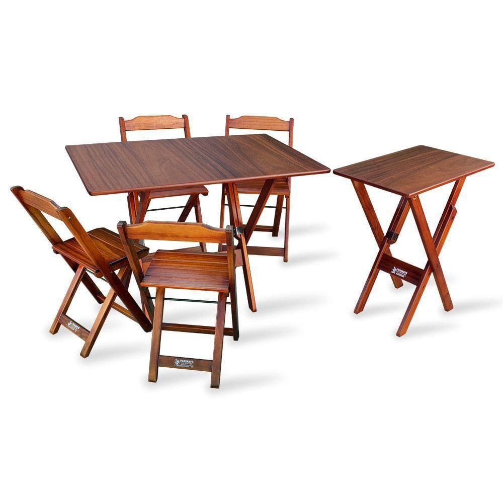 Jogo De Mesa 1,10x70 Com 4 Cadeiras E Mesa Aparador Imbuia