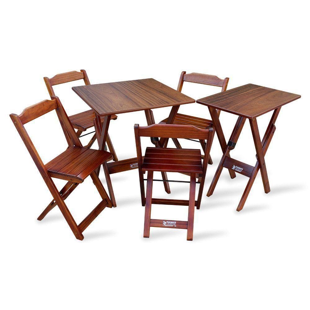 Jogo De Mesa 70x70 Com 4 Cadeiras E Mesa Aparador -imbuia