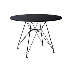 Mesa Ferro Preto Tampo Redondo Madeira Preto 110Cm