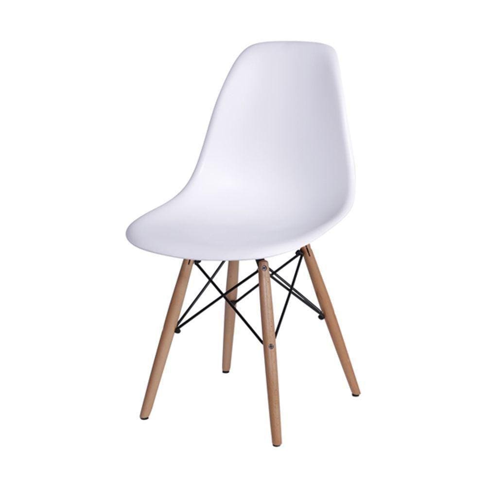 Cadeira Dkr Design Base Madeira Assento Branco