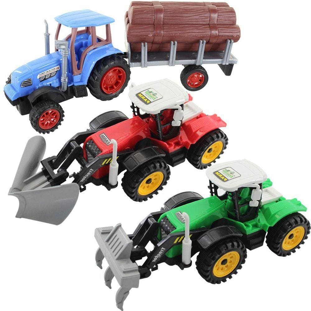 Kit 3 Tratores Escavadeira Caçamba Madeireira Lenhador