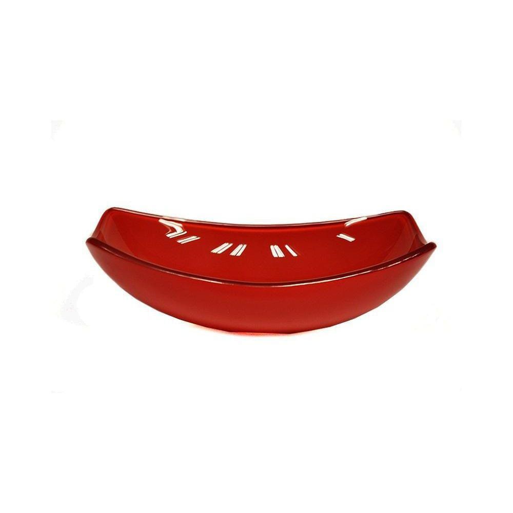Cuba De Vidro Oval Chanfrada 46Cm Vermelho Cereja