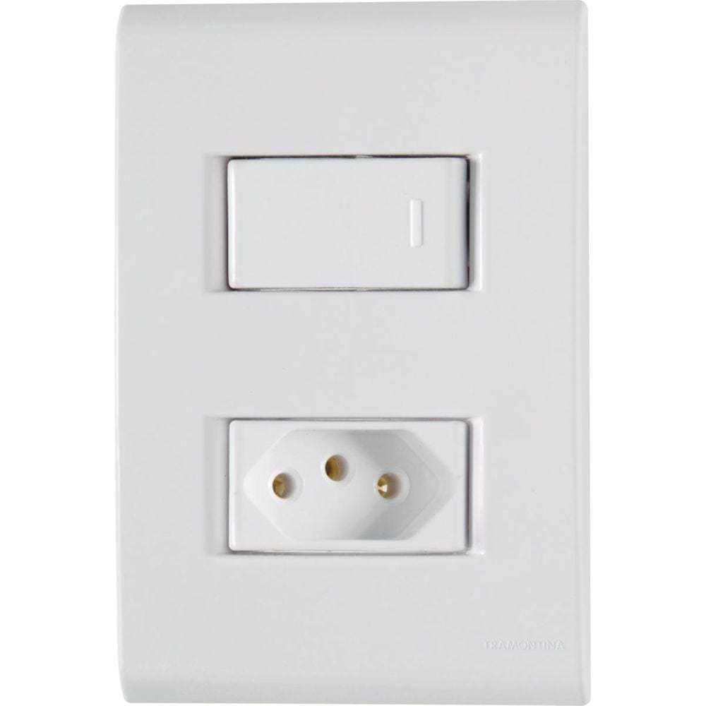 Kit 5 Conjunto Interruptor Simples + Tomada 20A Tramontina