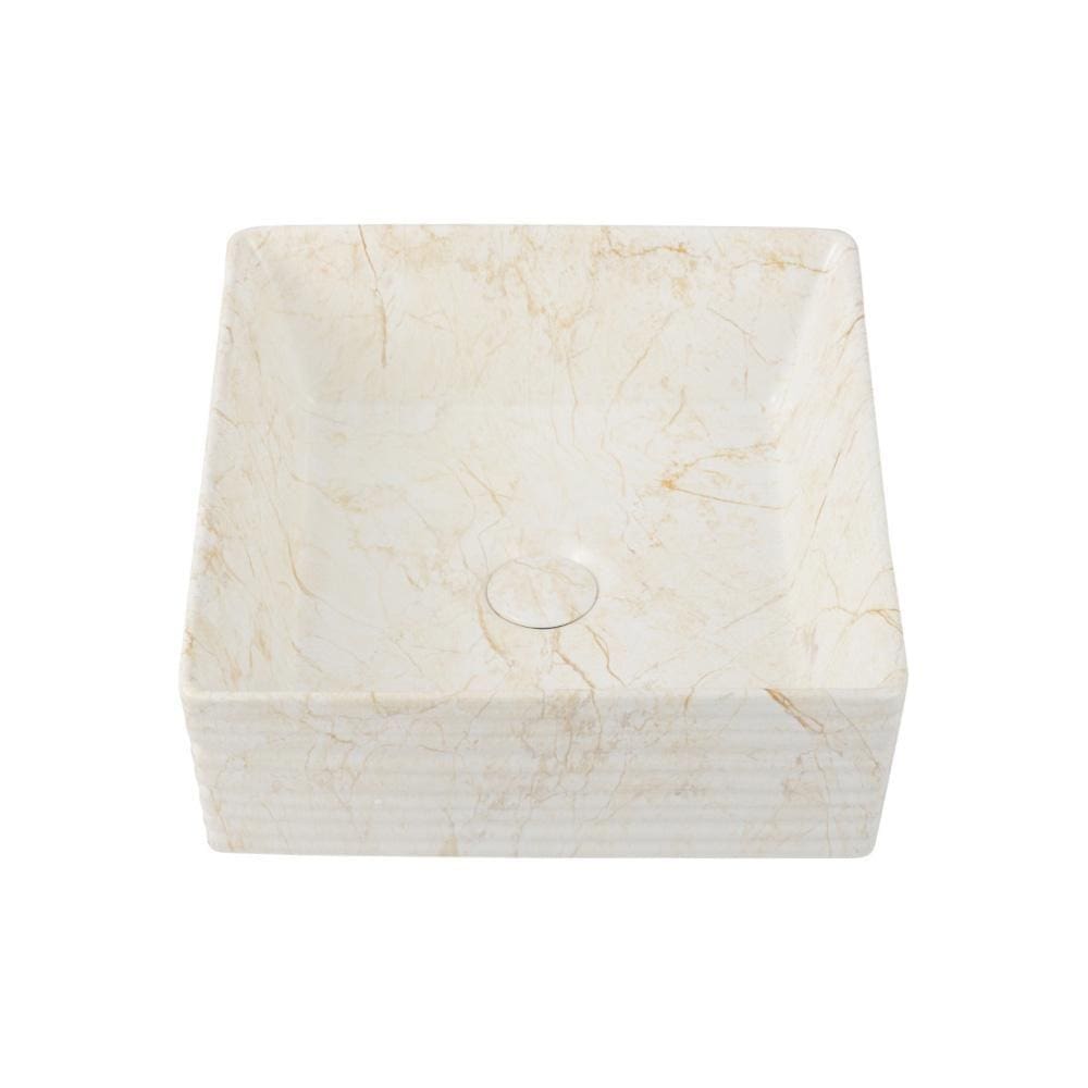 Cuba De Apoio Para Banheiro Quadrada Slim Louça Cerâmica 38 cm Larimar Pingoo.casa - Marmorizado Gold