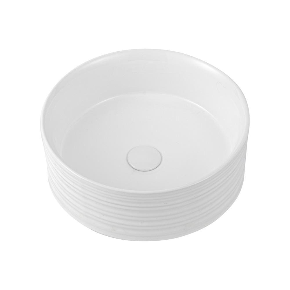 Cuba De Apoio Para Banheiro Redonda Slim Louça Cerâmica 38 cm Labradorita Pingoo.casa - Branco