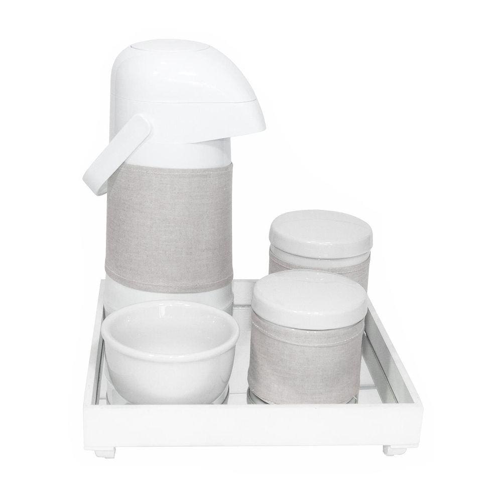 Kit Higiene Bebê Porcelanas Garrafa Térmica Completo Branco