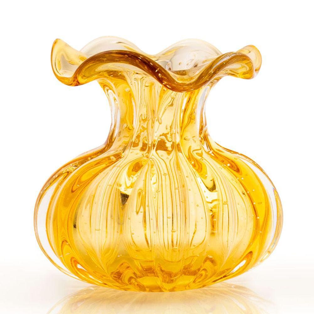Vaso Trouxinha Em Cristal Murano Âmbar São Marcos